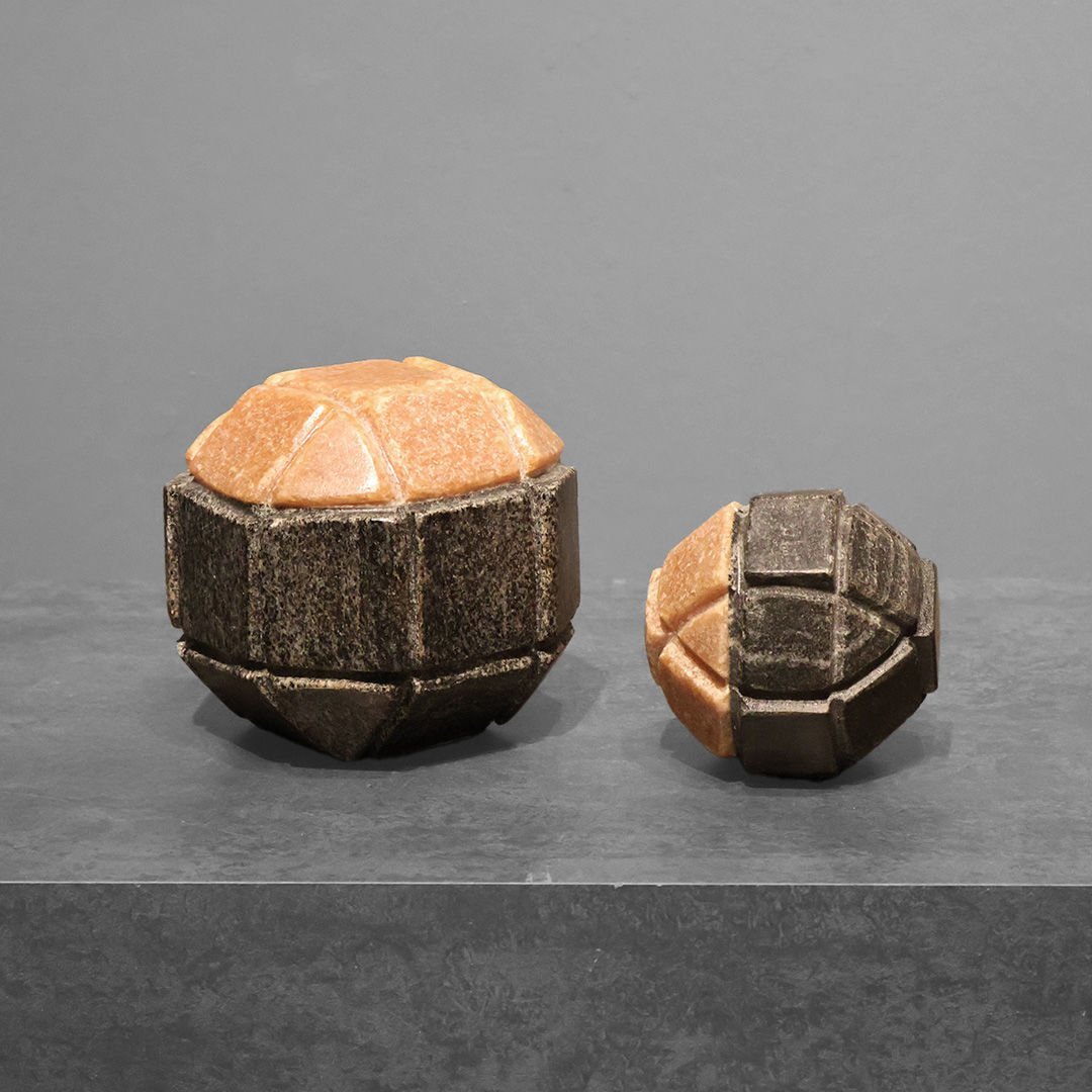 Mermer 2'li Top Dekor Kahve Siyah