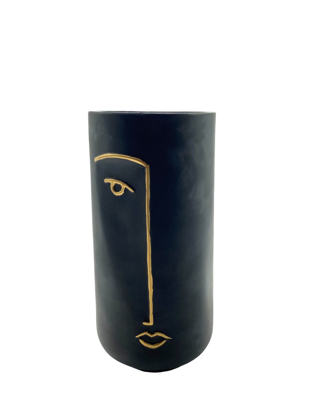 Gold Yüz Detaylı Saksı Siyah