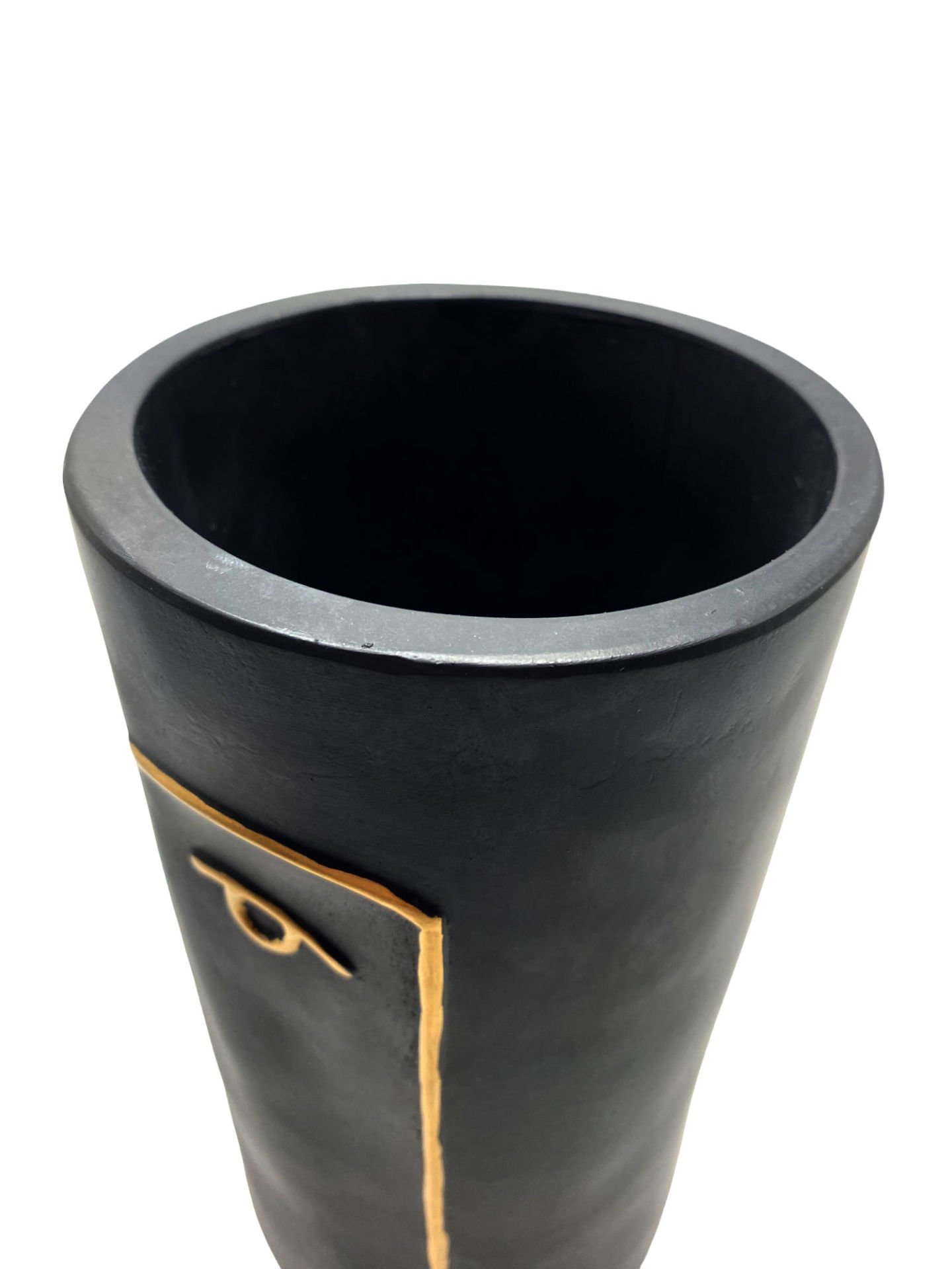 Gold Yüz Detaylı Saksı Siyah
