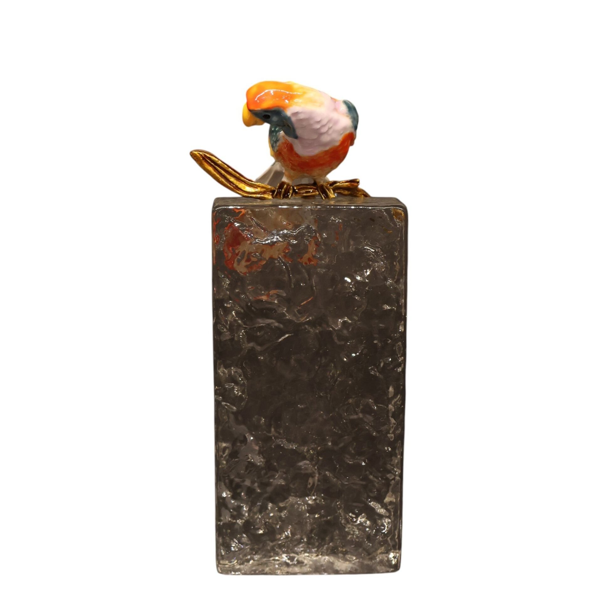 Cam Kaideli Dik Renkli Papağan Obje