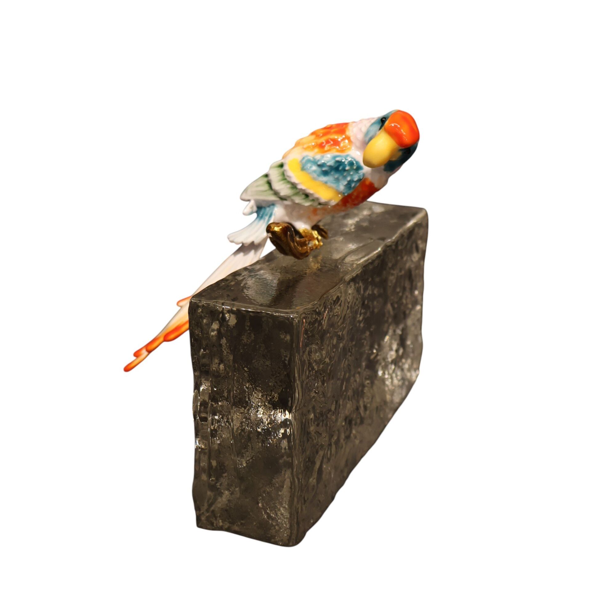 Cam Kaideli Yatay Renkli Papağan Obje