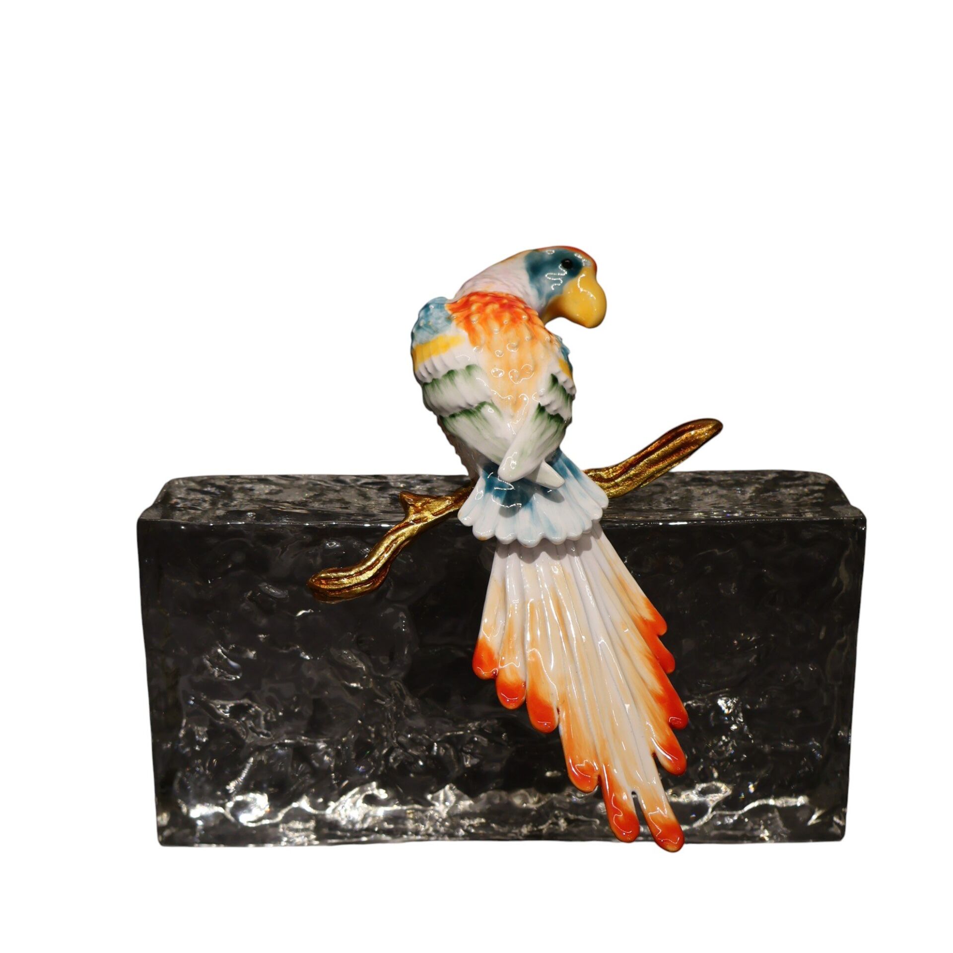 Cam Kaideli Yatay Renkli Papağan Obje