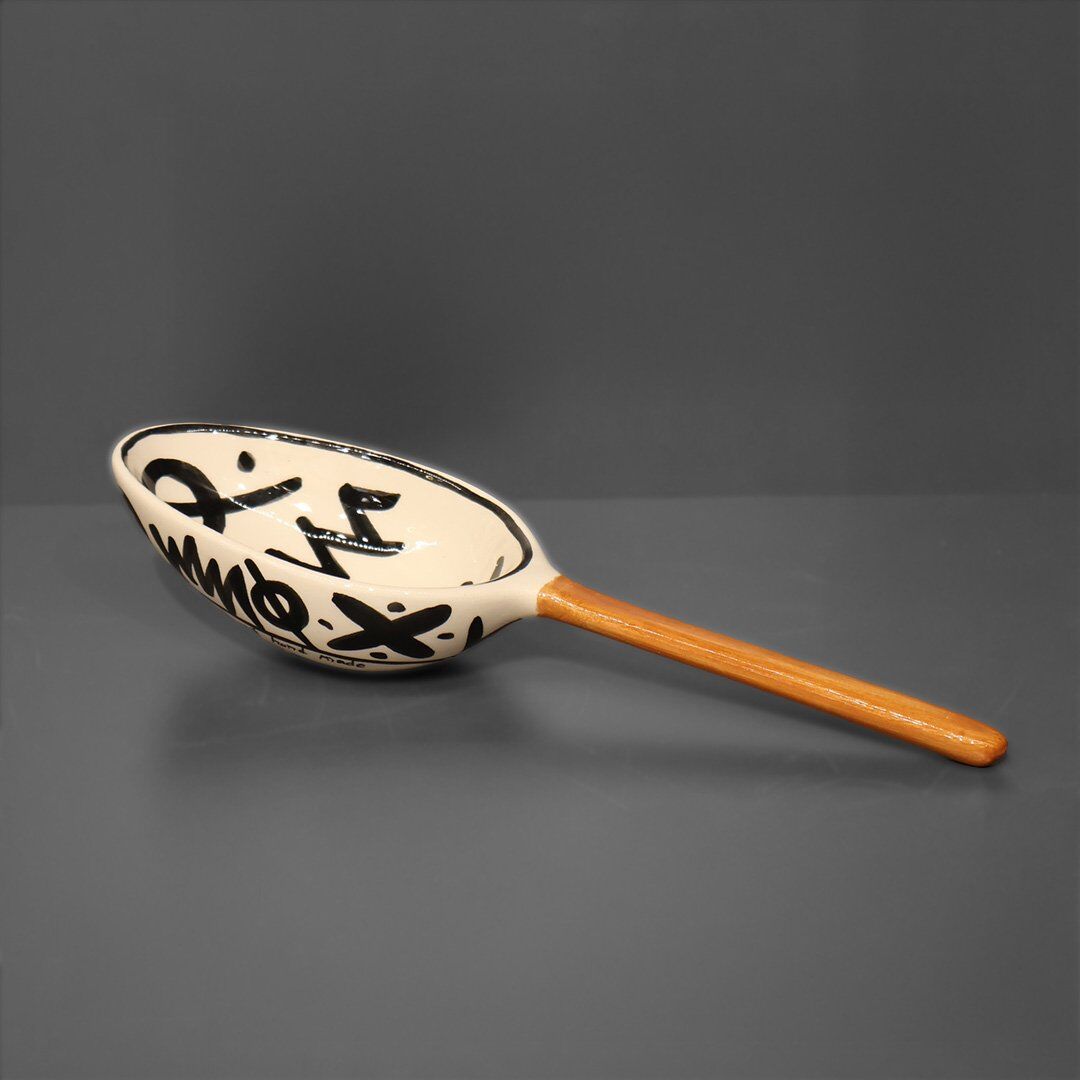 Afrika Desen Kaşık Çerezlik  Beyaz Kahve