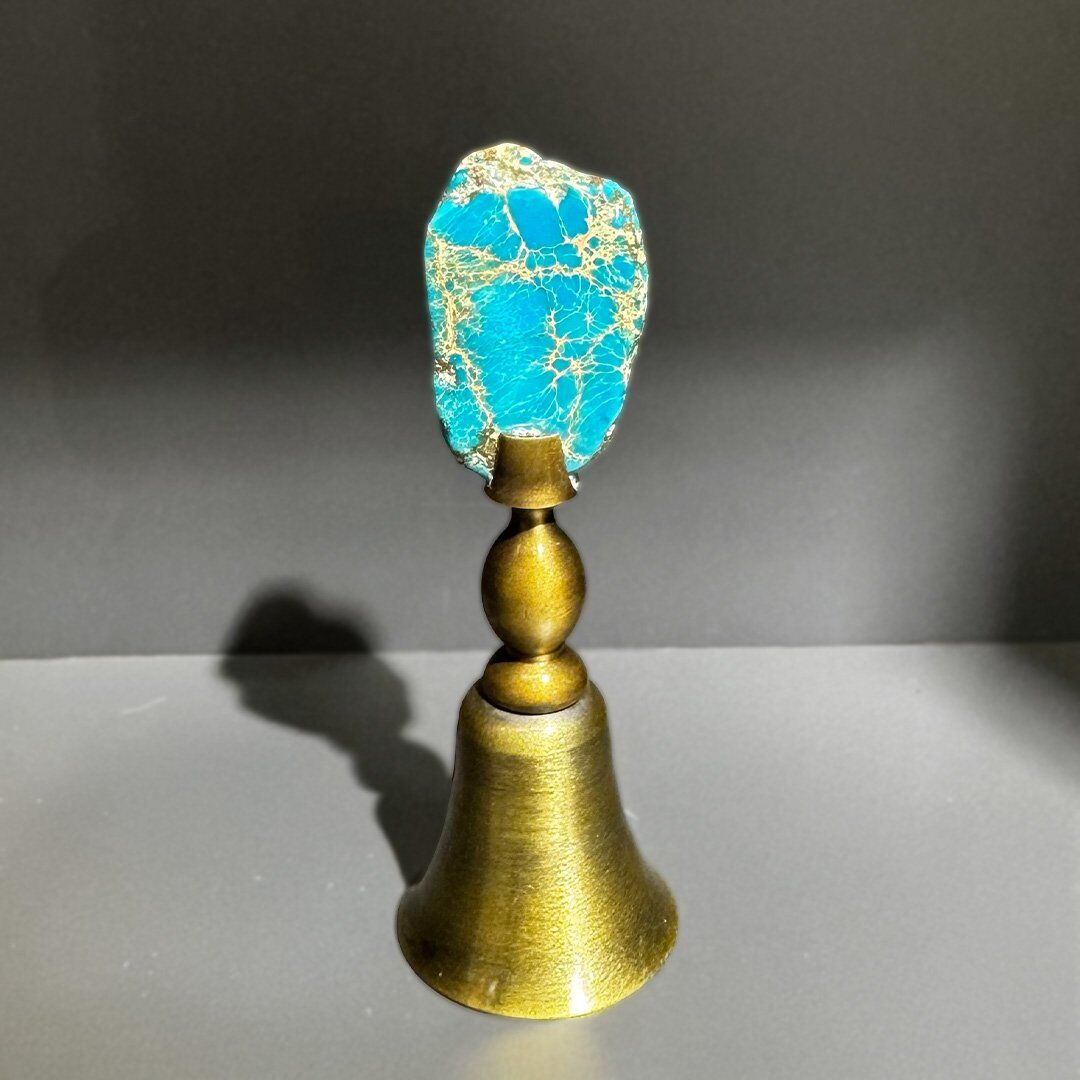 Turkuaz Pirinç Doğal Taşlı Mum Söndürücü