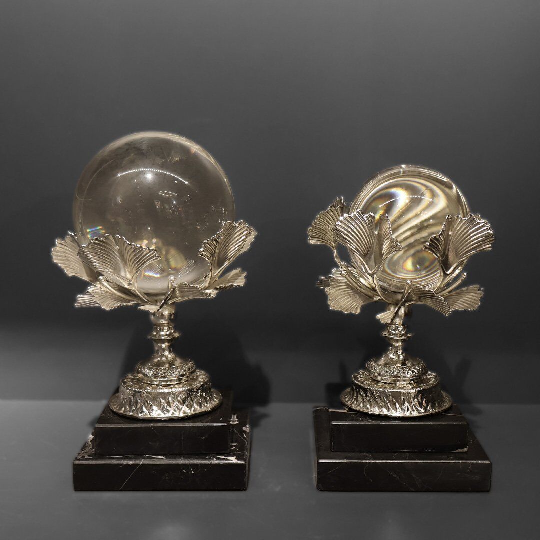 Mermer Kaideli Pirinç Gümüş İkili Küre