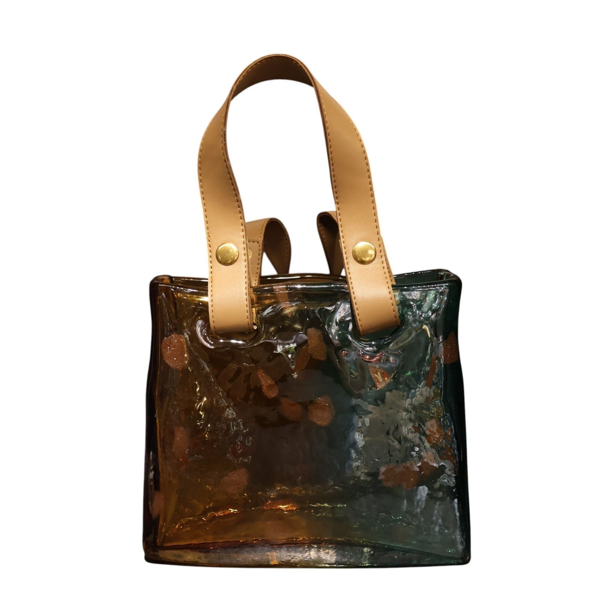 Deri Kulplu Cam Çanta