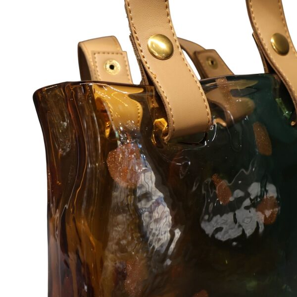 Deri Kulplu Cam Çanta