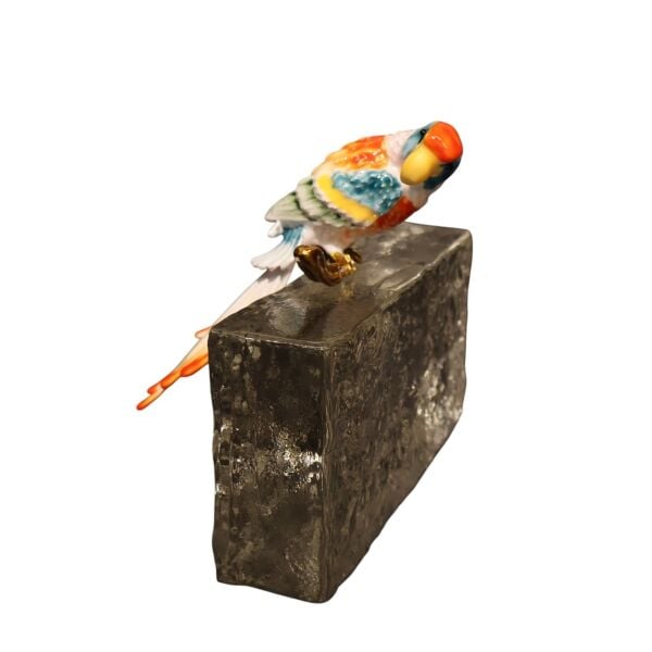 Cam Kaideli Yatay Renkli Papağan Obje