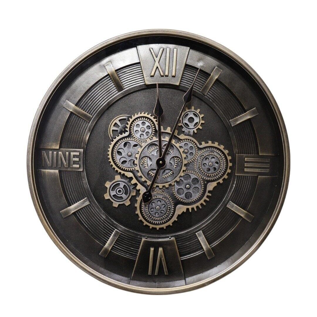 Metal Çarklı Duvar Saati Eskitme - 3676