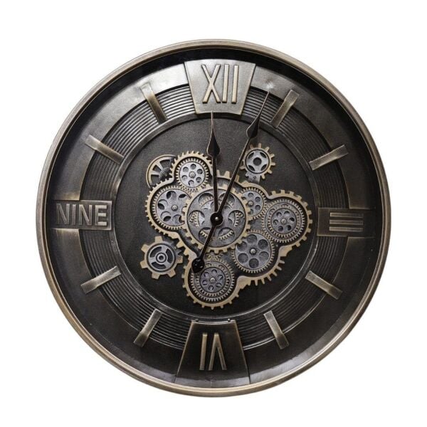 Metal Çarklı Duvar Saati Eskitme - 3676