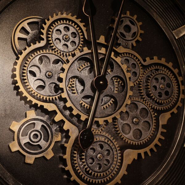 Metal Çarklı Duvar Saati Eskitme - 3676