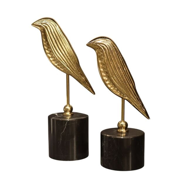 Siyah Mermer Kaide İkili Gold Kuş