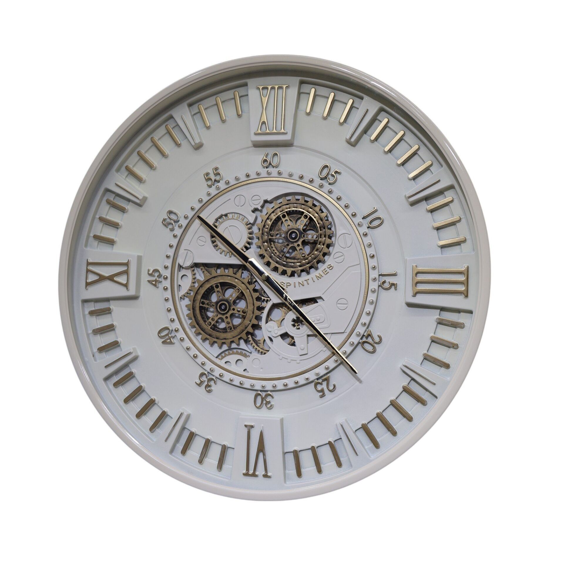 Berlin Ekru Çarklı Saat 60 Cm