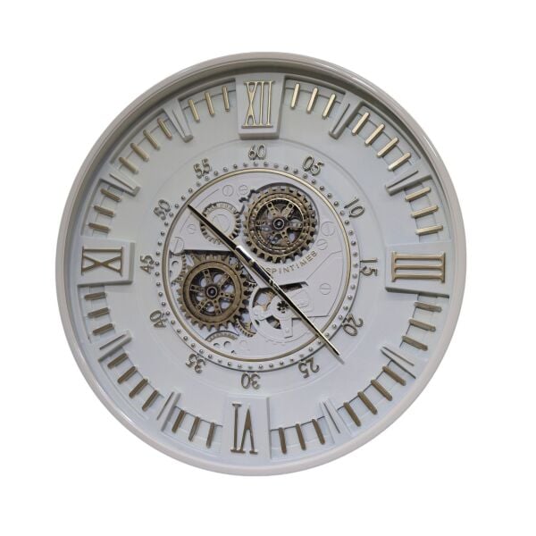 Berlin Ekru Çarklı Saat 60 Cm