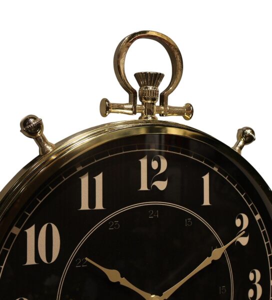 Köstekli Gold Düz Siyah Kadran Saat TR Rakam