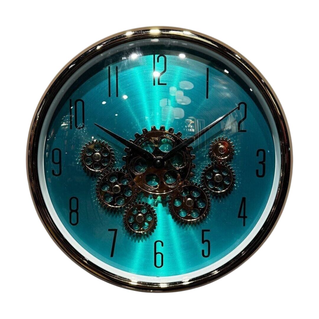 Çarklı Duvar Saati Yeşil Gold 35 Cm