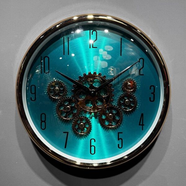 Çarklı Duvar Saati Yeşil Gold 35 Cm