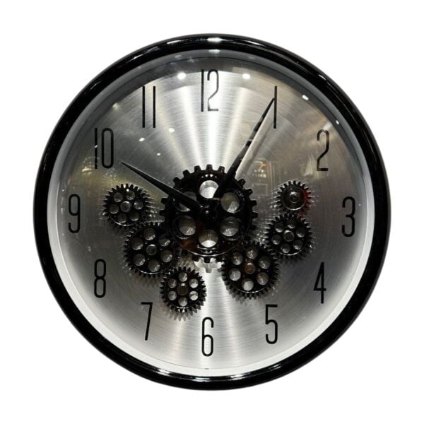 Çarklı Duvar Saati Yeşil Gümüş 35 Cm