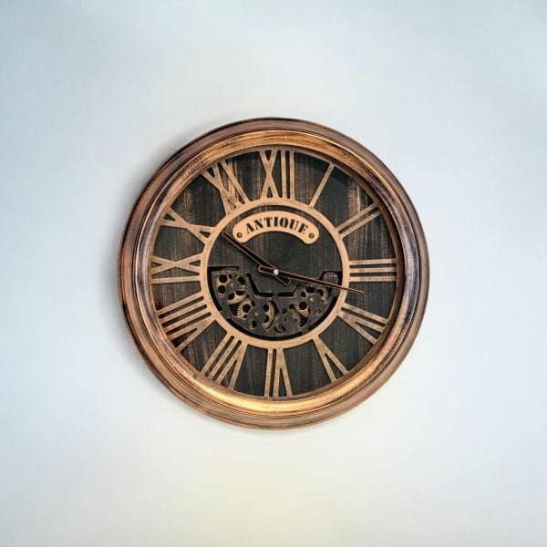 Antique Eskitme Detaylı Çarklı Duvar Saati