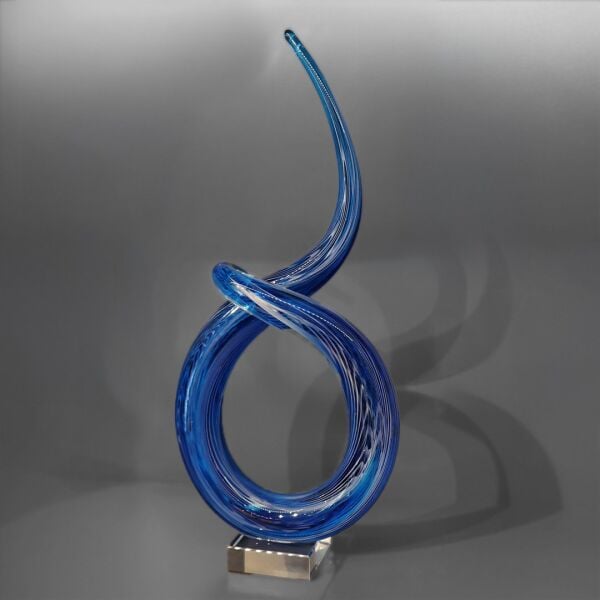 Cam Çeşme Bülbül Desen Obje Mavi