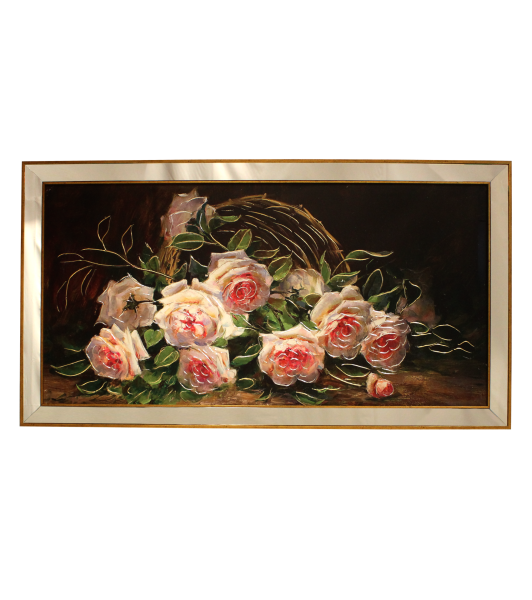 Ayna Çerçeveli Beyaz Güller Tablo 70x130 CM