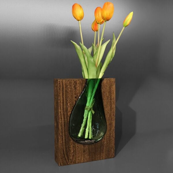 Ağaç İçi Yeşil Vazo Küçük