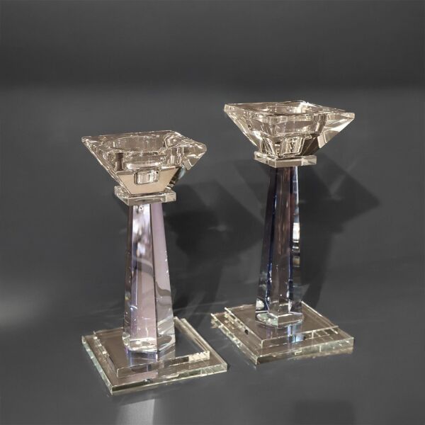 Mini Kristal Şamdan İkili Açık Mavi