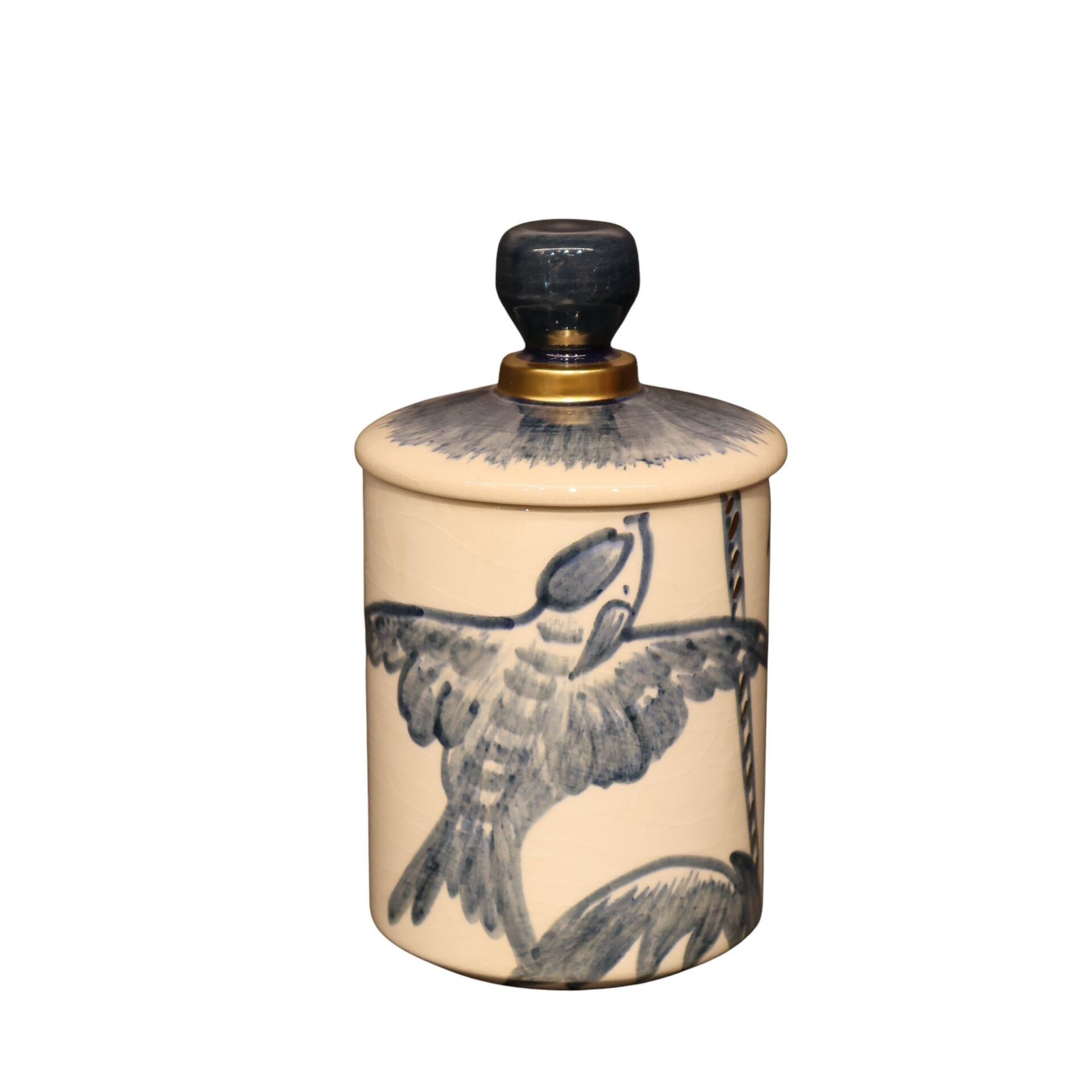 Kuş Desenli Silindir Mavi Küp