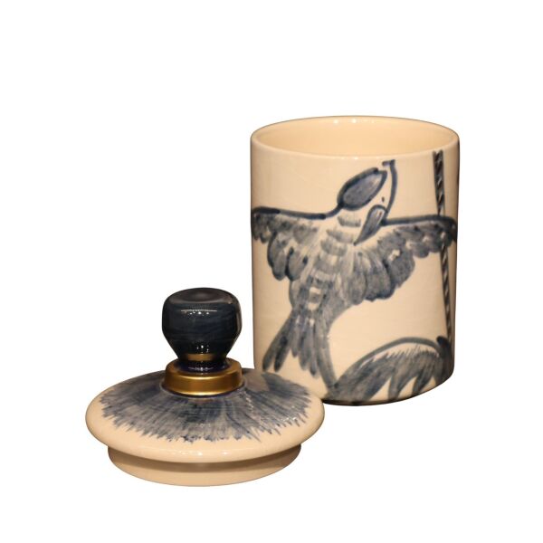 Kuş Desenli Silindir Mavi Küp