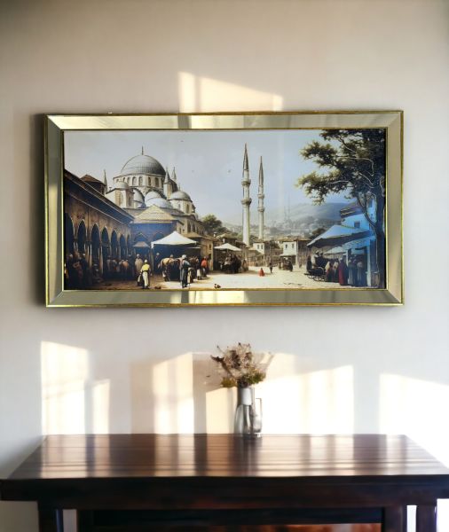 Ayna Çerçeveli Çarşı ve Cami Tablo 70x130 CM