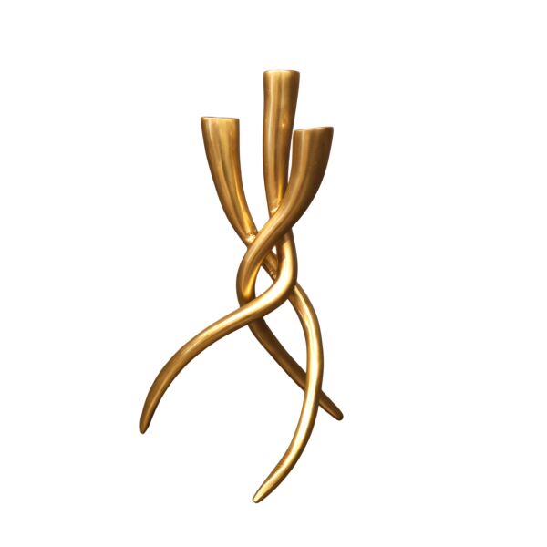 3'lü Döküm Mumluk Gold