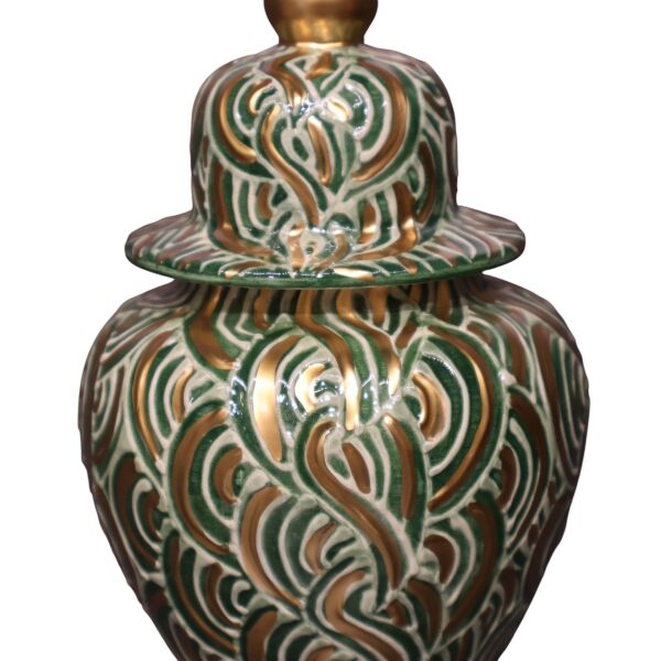 Tırtık Desenlik Gold Yeşil Şah Küp