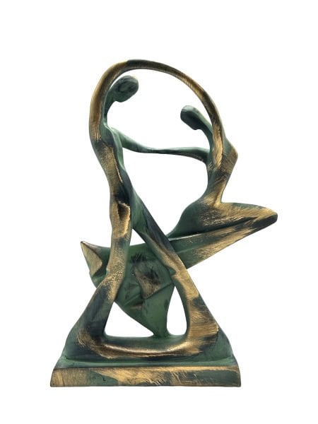 Dans Eden Çift Eskitme Bronz Biblo