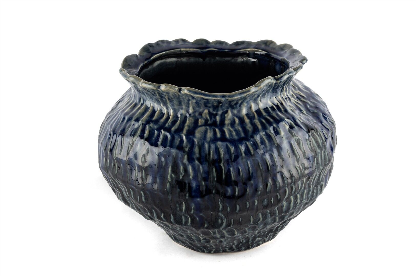 Lacivert Dokulu Vazo Küçük