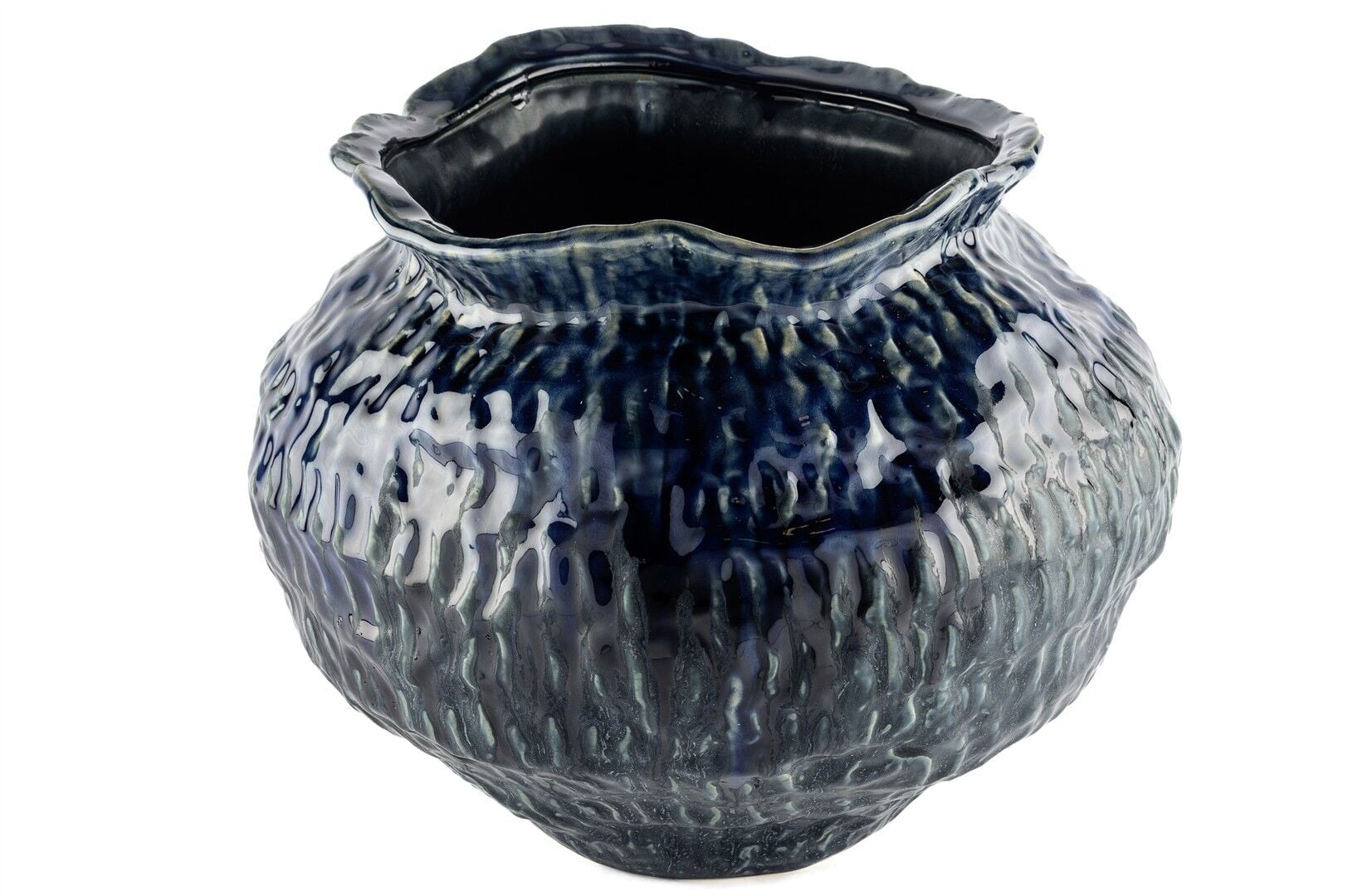 Lacivert Dokulu Vazo Büyük