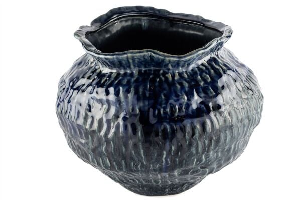 Lacivert Dokulu Vazo Büyük