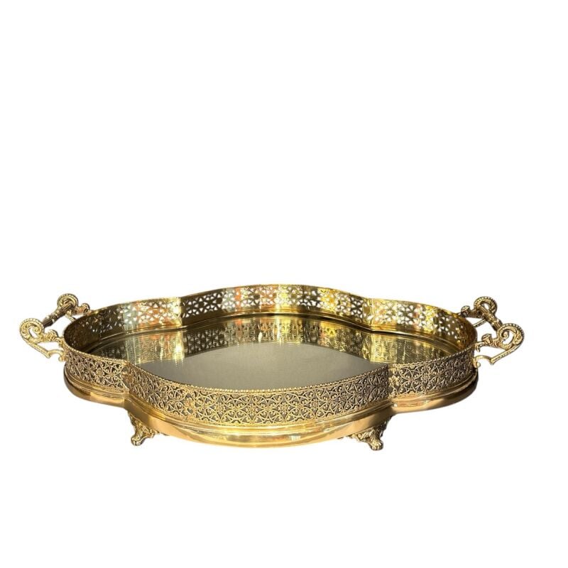 Mırror Tray Antıque Gold Jardenyer