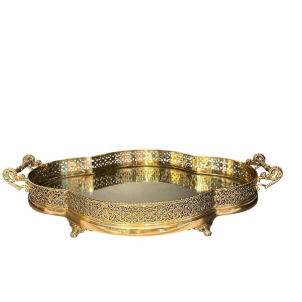 Mırror Tray Antıque Gold Jardenyer