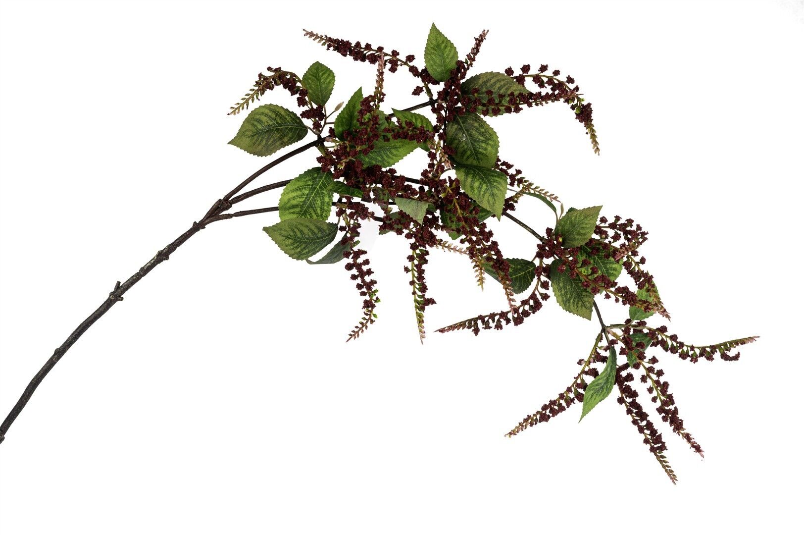 Bordo Yeşil Yaprak Horoz İbiği Yapay Çiçek 124 Cm