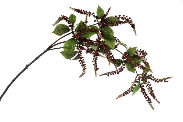 Bordo Yeşil Yaprak Horoz İbiği Yapay Çiçek 124 Cm