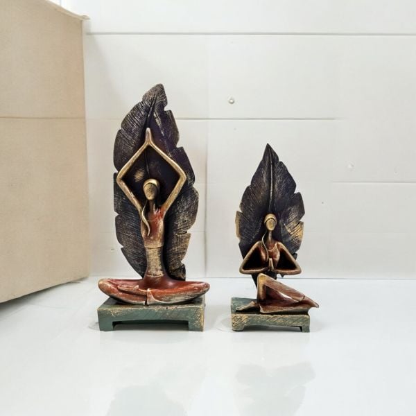 İkili Yoga-Yaprak Bronz Obje