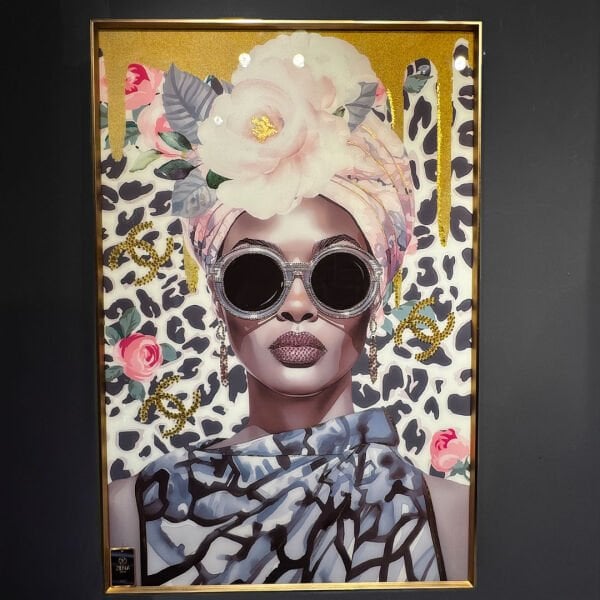 Afro Star Kadın Taşlı Rose Gold Tablo