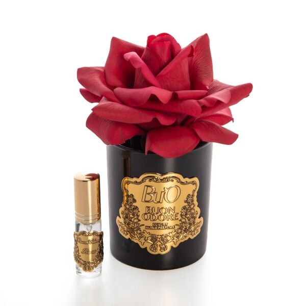 Siyah Cam Gold Tek Gül Icon Luxury Home Perfume Kırmızı