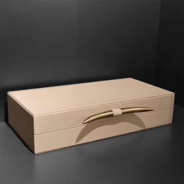 Fil Dişi Deri Kutu Krem Büyük