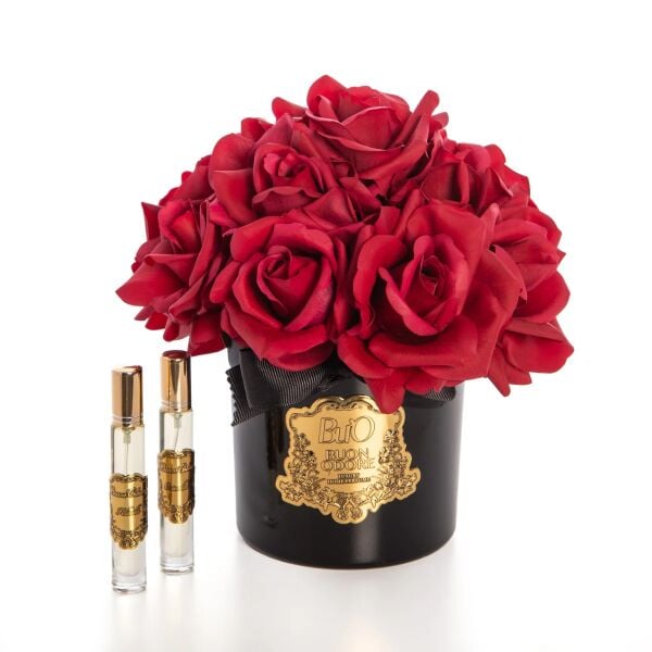 Siyah Cam Gold 14 Gül Supreme Luxury Home Perfume Kırmızı