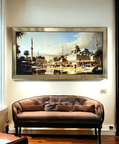 Ayna Çerçeveli Meydan Manzara Tablo 70x130 CM