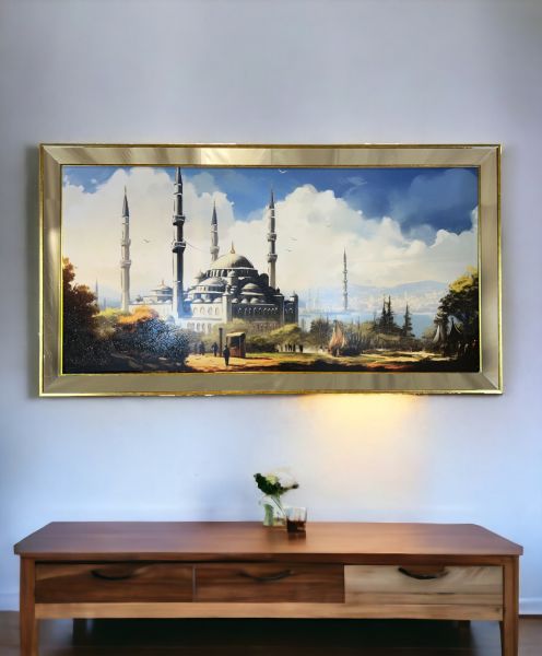 Ayna Çerçeveli Sahil Cami Tablo 70x130 CM