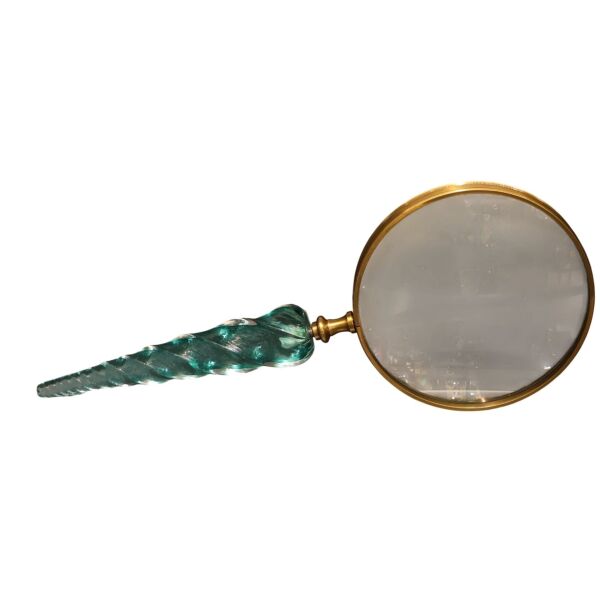 Turkuaz Cam Büyük Kıvrımlı Büyüteç Turkuaz