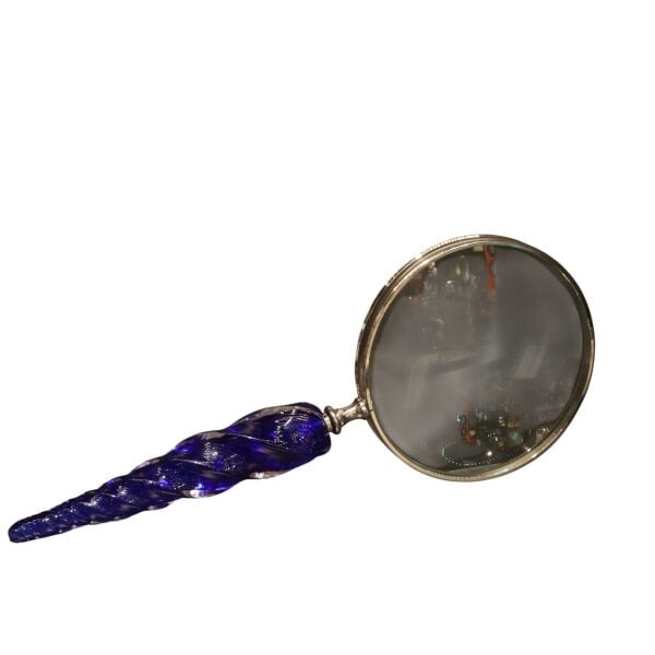 Turkuaz Cam Büyük Kıvrımlı Büyüteç Lacivert