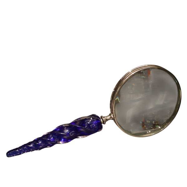 Turkuaz Cam Büyük Kıvrımlı Büyüteç Lacivert